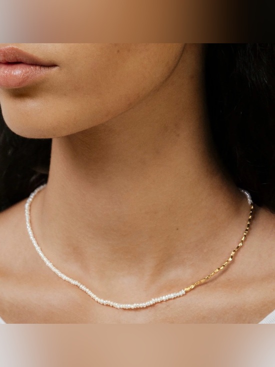 MONICA VINADER Jewelry - Monica Vinader Mini Nugget Pearl Necklace 18k Gold Vermeil Summer Essential Cute